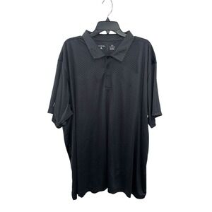 Antigua Men's 3XL Golf Polo Shirt Black Embossed Diamond Pattern Performance 3TG
